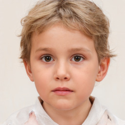 Neutral white child female with short  brown hair and brown eyes