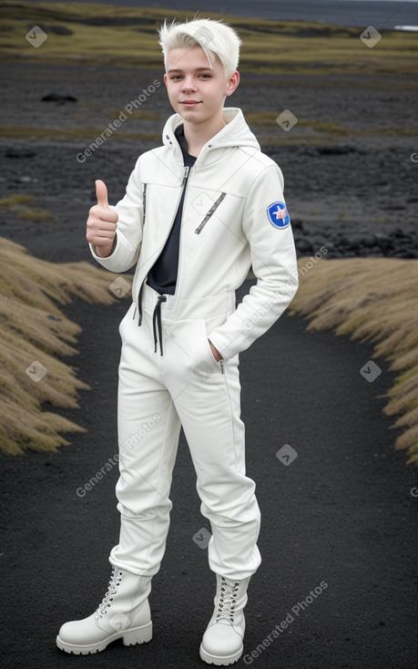 Icelandic teenager boy with  white hair