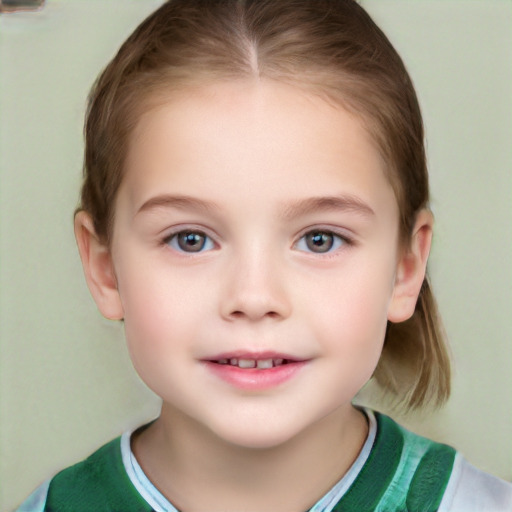 Neutral white child female with short  brown hair and brown eyes