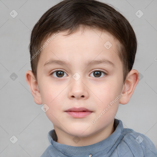 Neutral white child male with short  brown hair and brown eyes