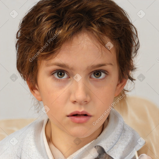 Neutral white child female with medium  brown hair and brown eyes