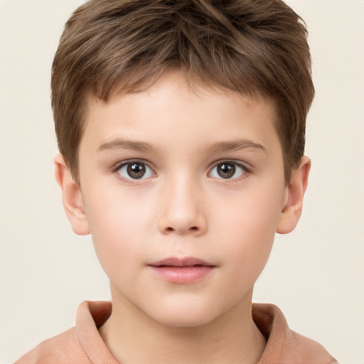 Neutral white child male with short  brown hair and brown eyes