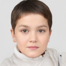 Neutral white child female with short  brown hair and brown eyes