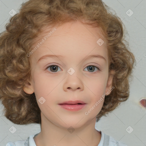 Neutral white child female with medium  brown hair and brown eyes