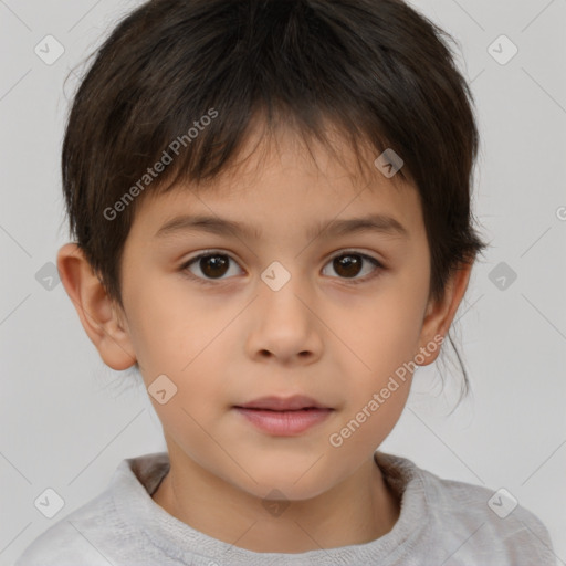 Neutral white child male with short  brown hair and brown eyes