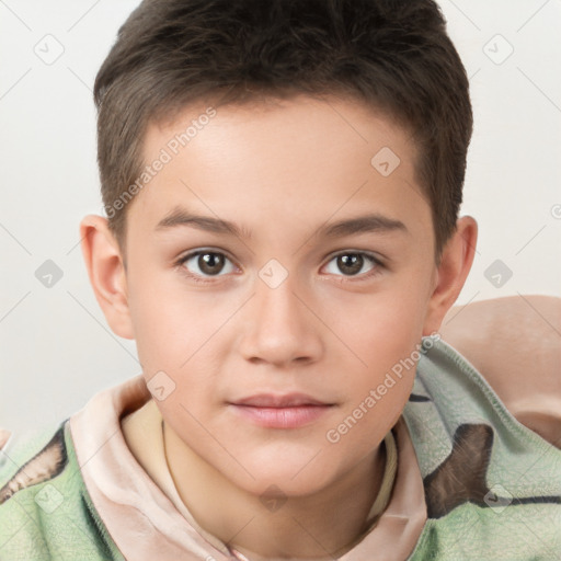 Neutral white child male with short  brown hair and brown eyes