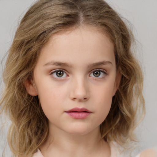 Neutral white child female with medium  brown hair and brown eyes