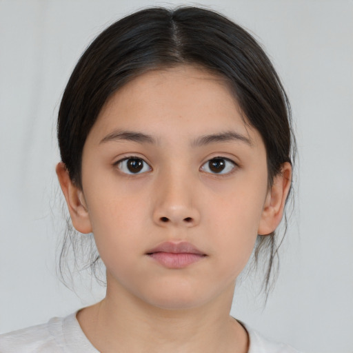 Neutral asian child female with medium  brown hair and brown eyes