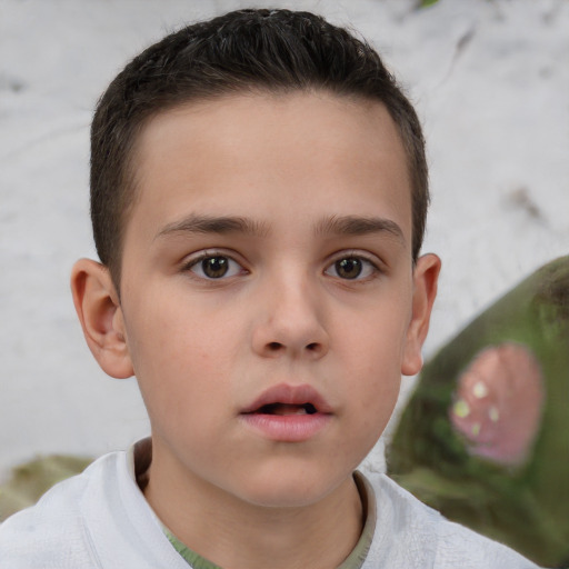 Neutral white child male with short  brown hair and brown eyes