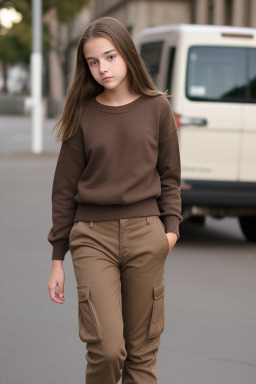 French teenager girl with  brown hair