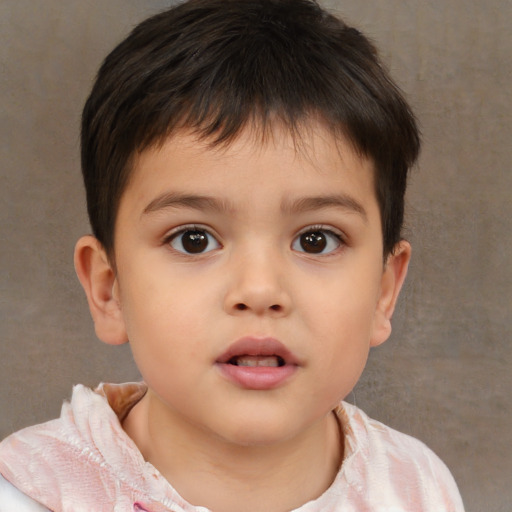 Neutral white child male with short  brown hair and brown eyes