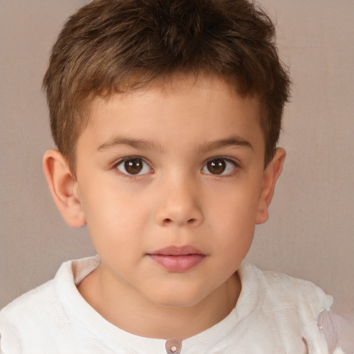 Neutral white child male with short  brown hair and brown eyes