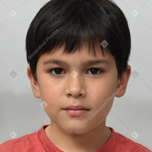 Neutral white child male with short  brown hair and brown eyes