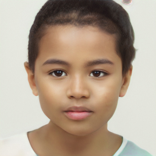 Neutral white child female with short  brown hair and brown eyes