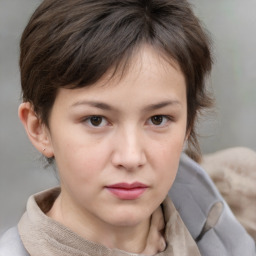 Neutral white child female with medium  brown hair and brown eyes