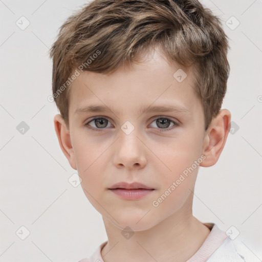 Neutral white child male with short  brown hair and brown eyes