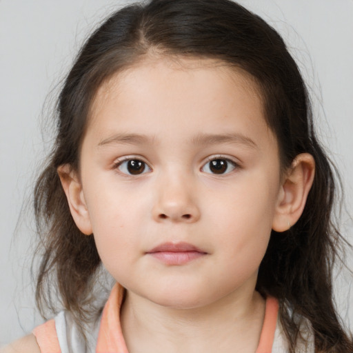 Neutral white child female with medium  brown hair and brown eyes