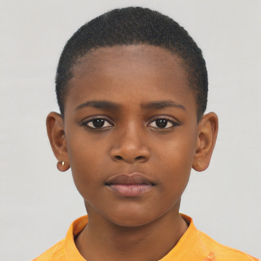 Neutral black child female with short  brown hair and brown eyes