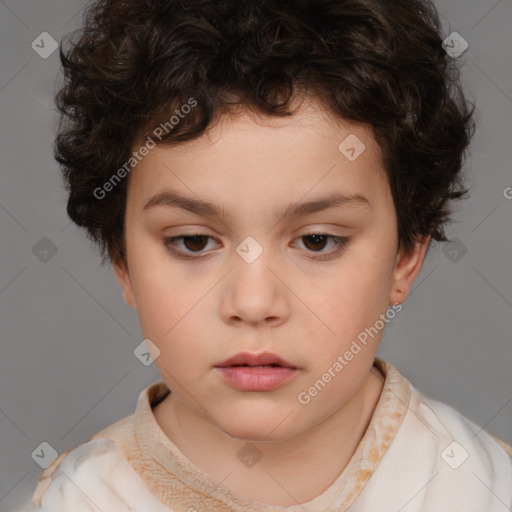 Neutral white child female with short  brown hair and brown eyes