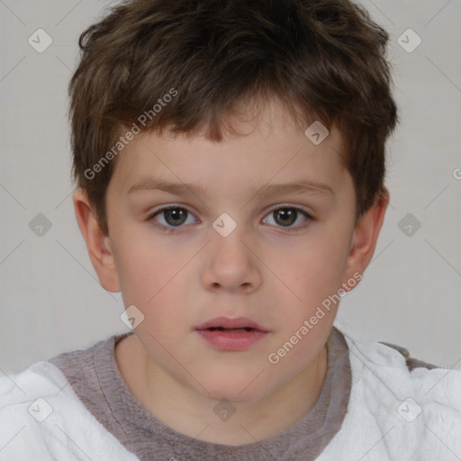 Neutral white child male with short  brown hair and brown eyes