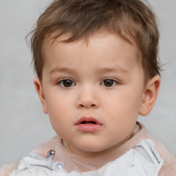 Neutral white child male with short  brown hair and brown eyes