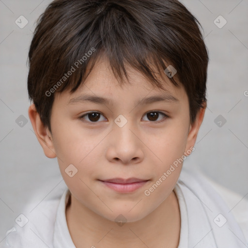 Neutral white child female with short  brown hair and brown eyes