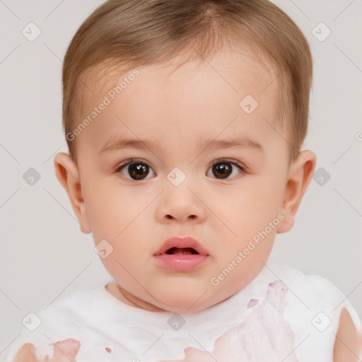 Neutral white child female with short  brown hair and brown eyes