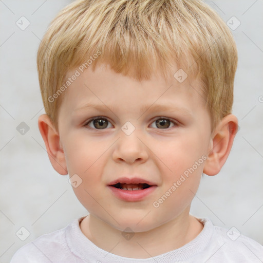 Neutral white child male with short  brown hair and brown eyes