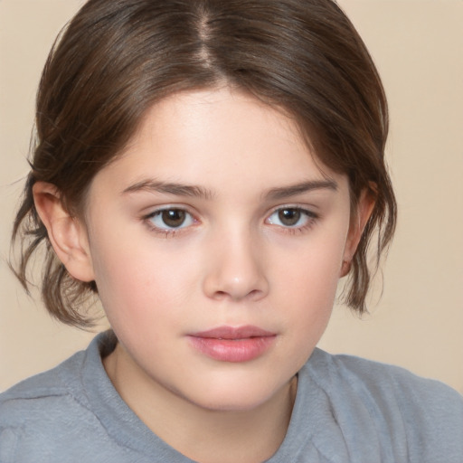 Neutral white child female with medium  brown hair and brown eyes