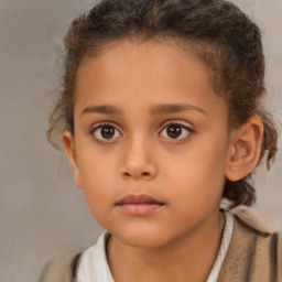 Neutral white child female with short  brown hair and brown eyes