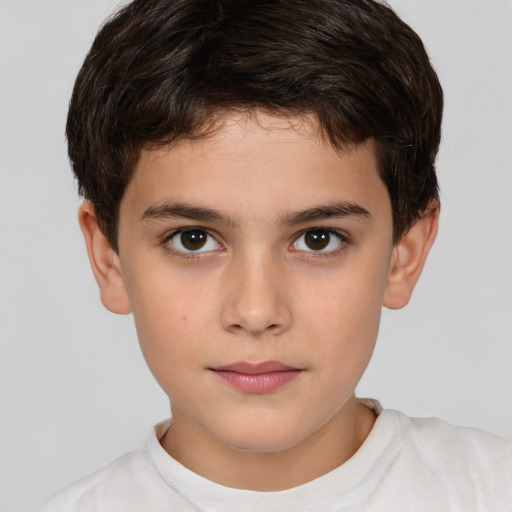 Neutral white child male with short  brown hair and brown eyes