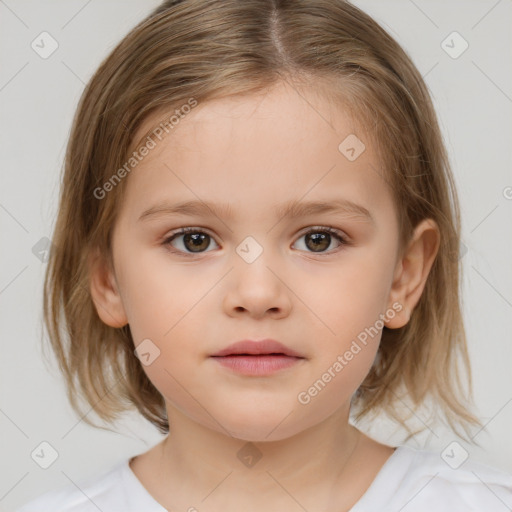 Neutral white child female with medium  brown hair and brown eyes