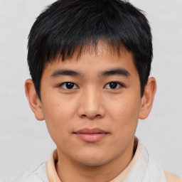 Neutral asian young-adult male with short  brown hair and brown eyes
