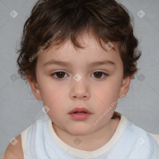 Neutral white child male with short  brown hair and brown eyes