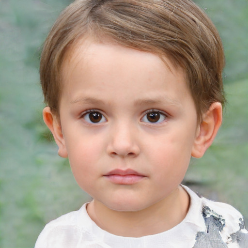 Neutral white child male with short  brown hair and brown eyes