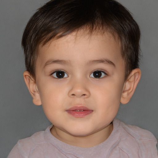 Neutral white child male with short  brown hair and brown eyes