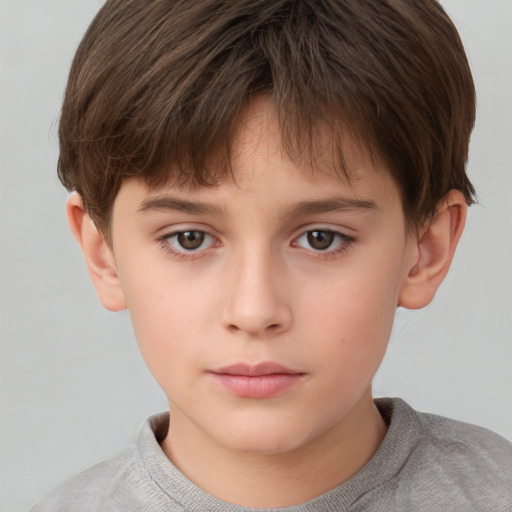 Neutral white child female with short  brown hair and brown eyes