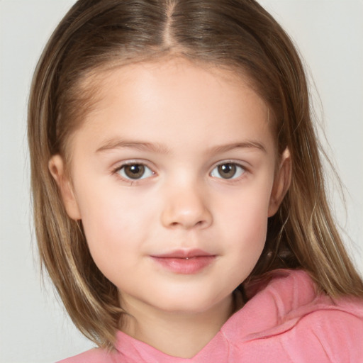 Neutral white child female with medium  brown hair and brown eyes