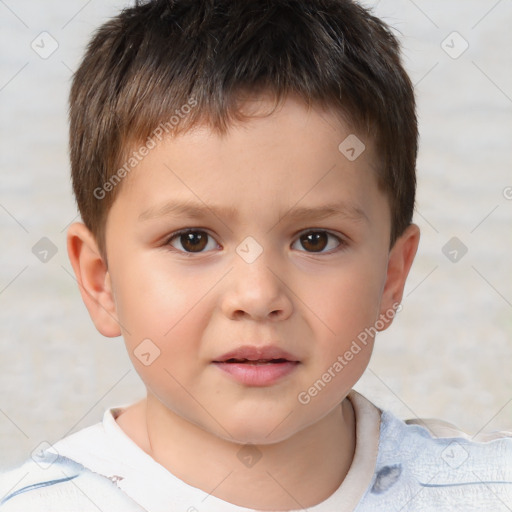 Neutral white child male with short  brown hair and brown eyes