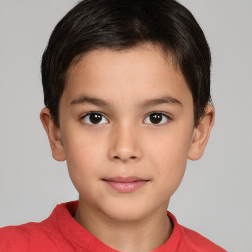 Neutral white child male with short  brown hair and brown eyes