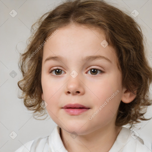 Neutral white child female with medium  brown hair and brown eyes