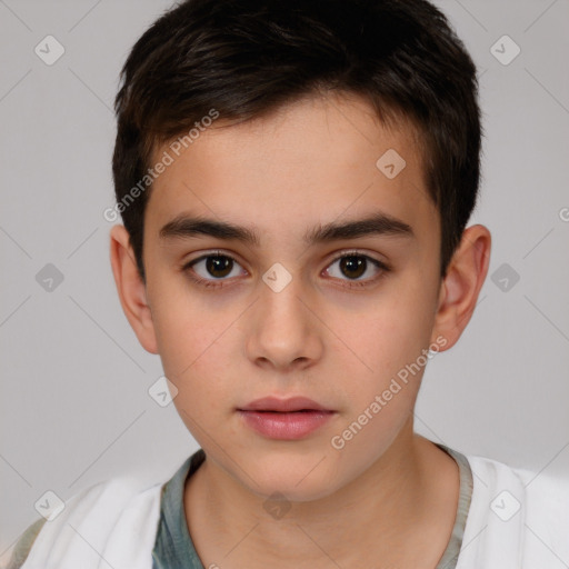 Neutral white child male with short  brown hair and brown eyes