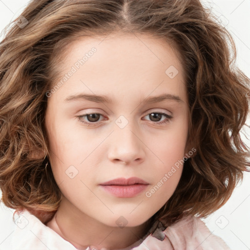 Neutral white child female with medium  brown hair and brown eyes