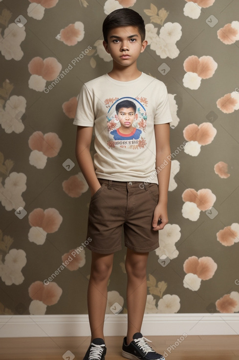 Filipino teenager boy with  brown hair