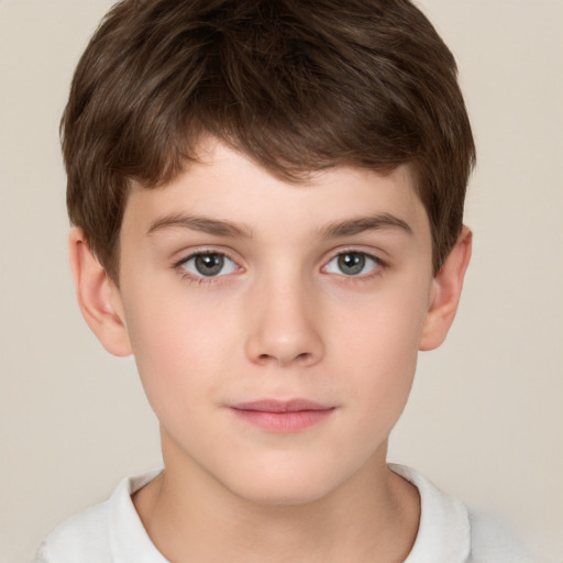 Neutral white child male with short  brown hair and brown eyes