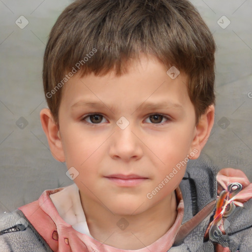 Neutral white child male with short  brown hair and brown eyes