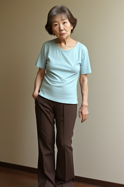 Korean elderly female with  brown hair