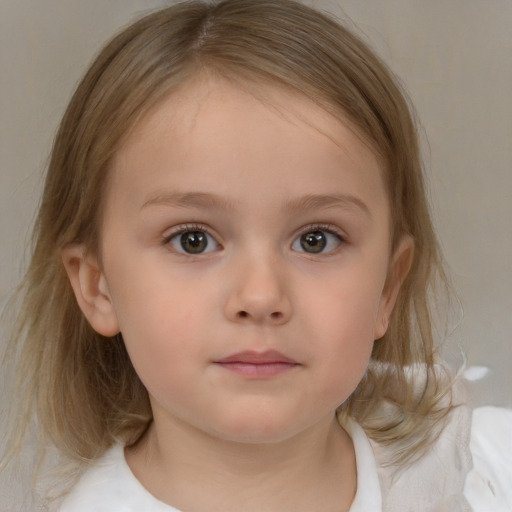 Neutral white child female with medium  brown hair and brown eyes