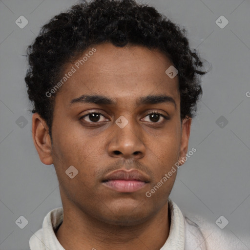 Neutral black young-adult male with short  brown hair and brown eyes