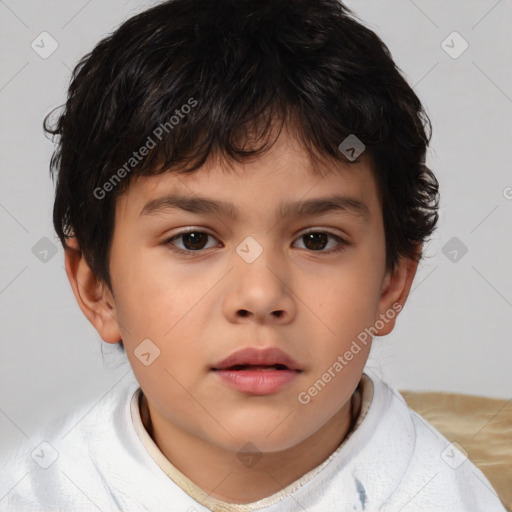 Neutral white child male with short  brown hair and brown eyes